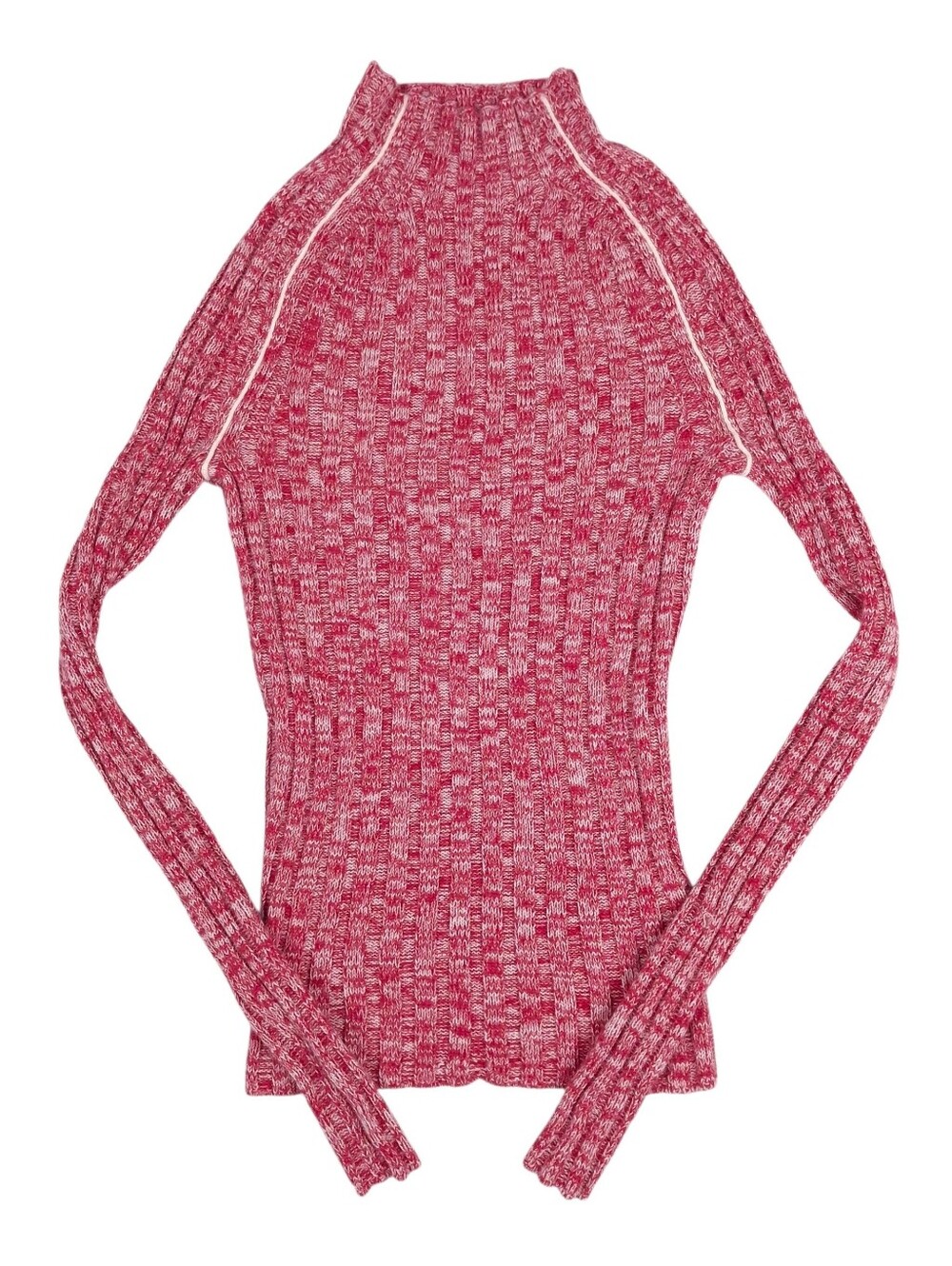 J. Crew Wide Rib Mockneck Sweater Marled Merino Wool Berry Marl preppy slim fit